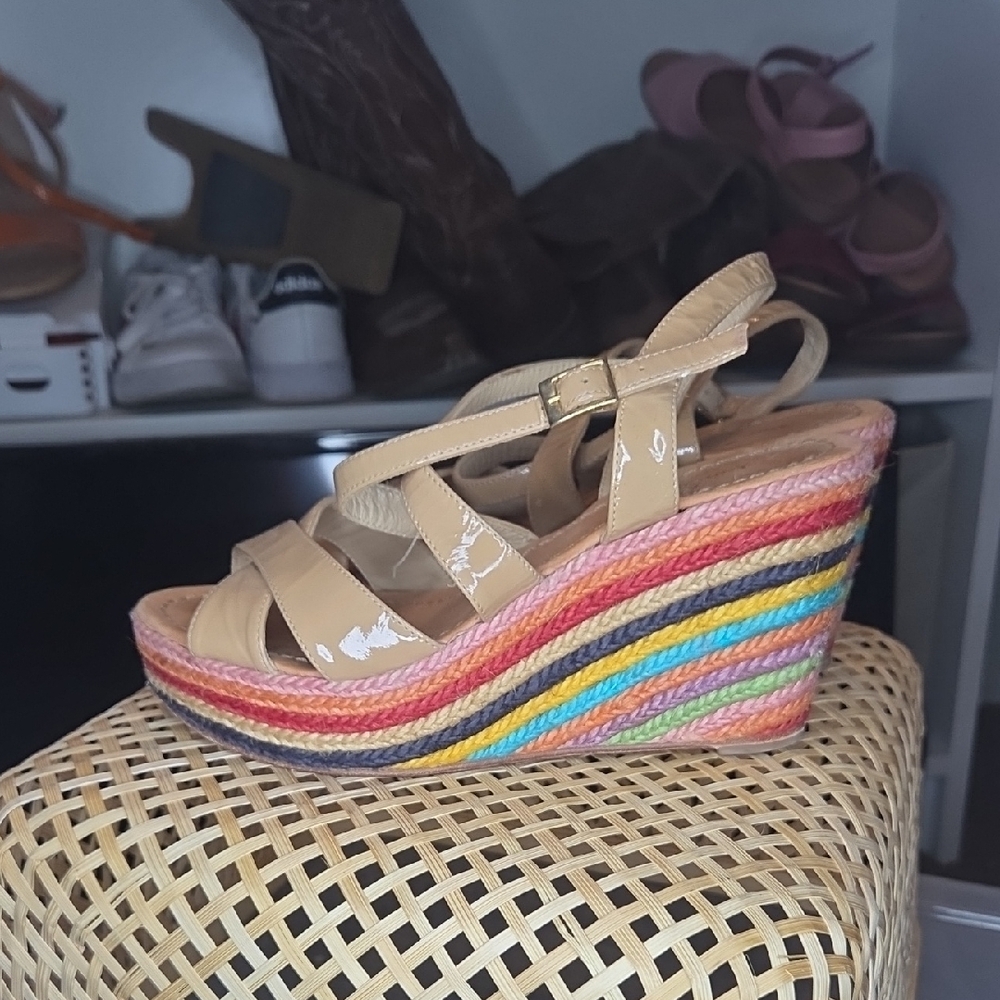 Kate ♠️ Spade Multicolor and Beige Wedge Sandals - Picture 3 of 5